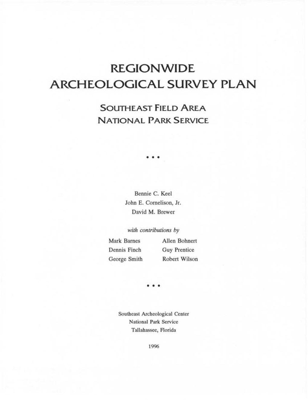 Regionwide Archeological Survey Plan