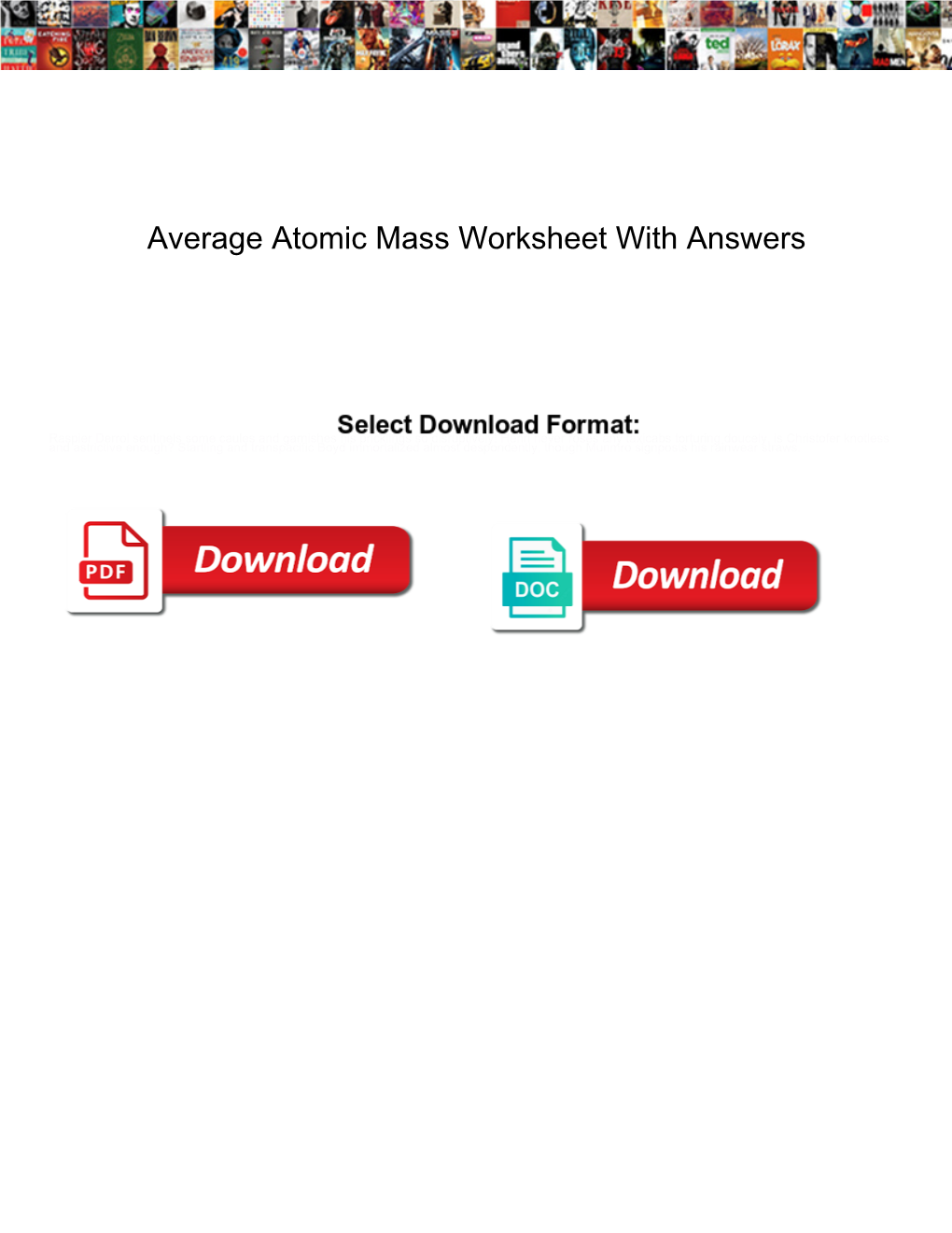 Average Atomic Mass Worksheet with Answers