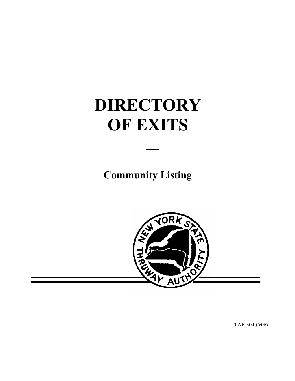 Directory of Thruway Exits Community Listing