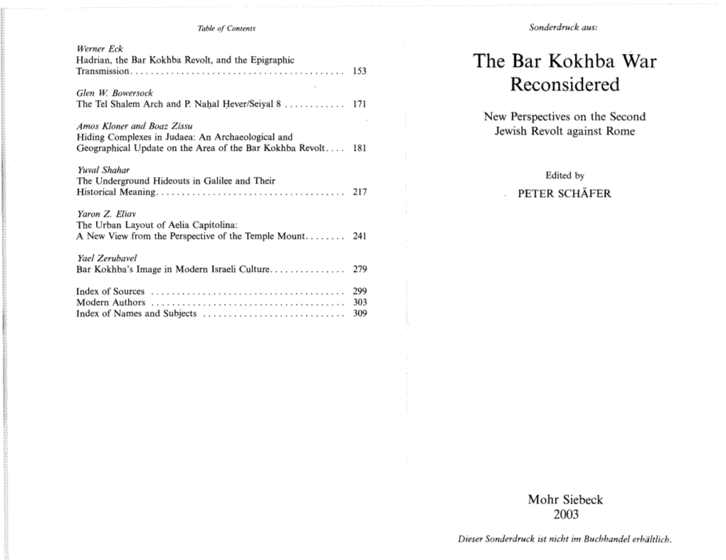 The Bar Kokhba War Reconsidered