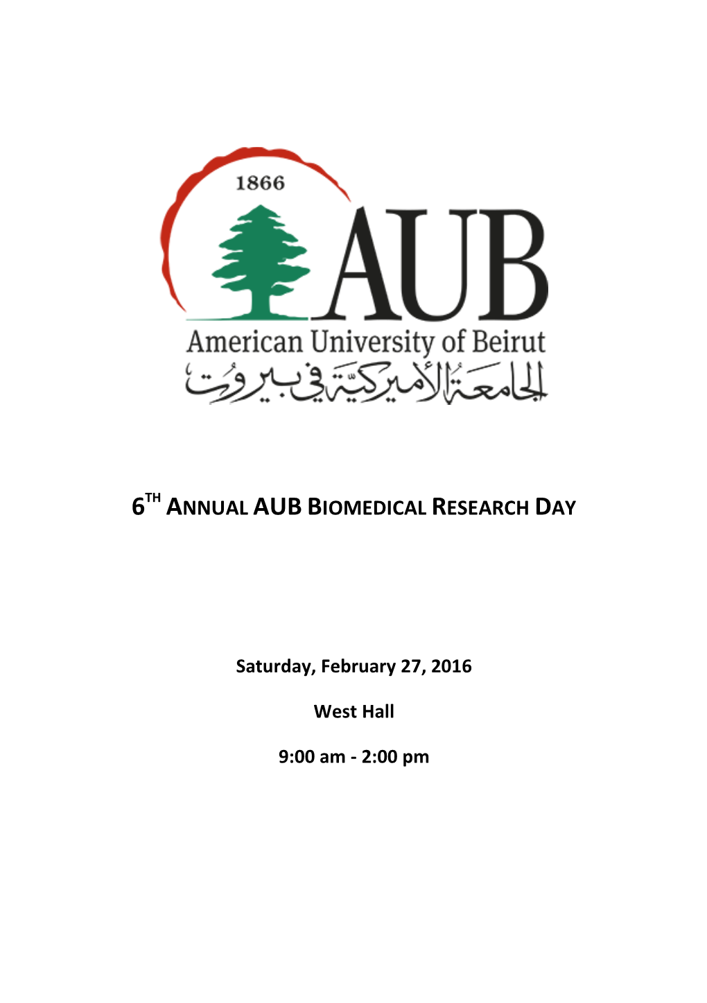 6Th Annual Aub Biomedical Research Day