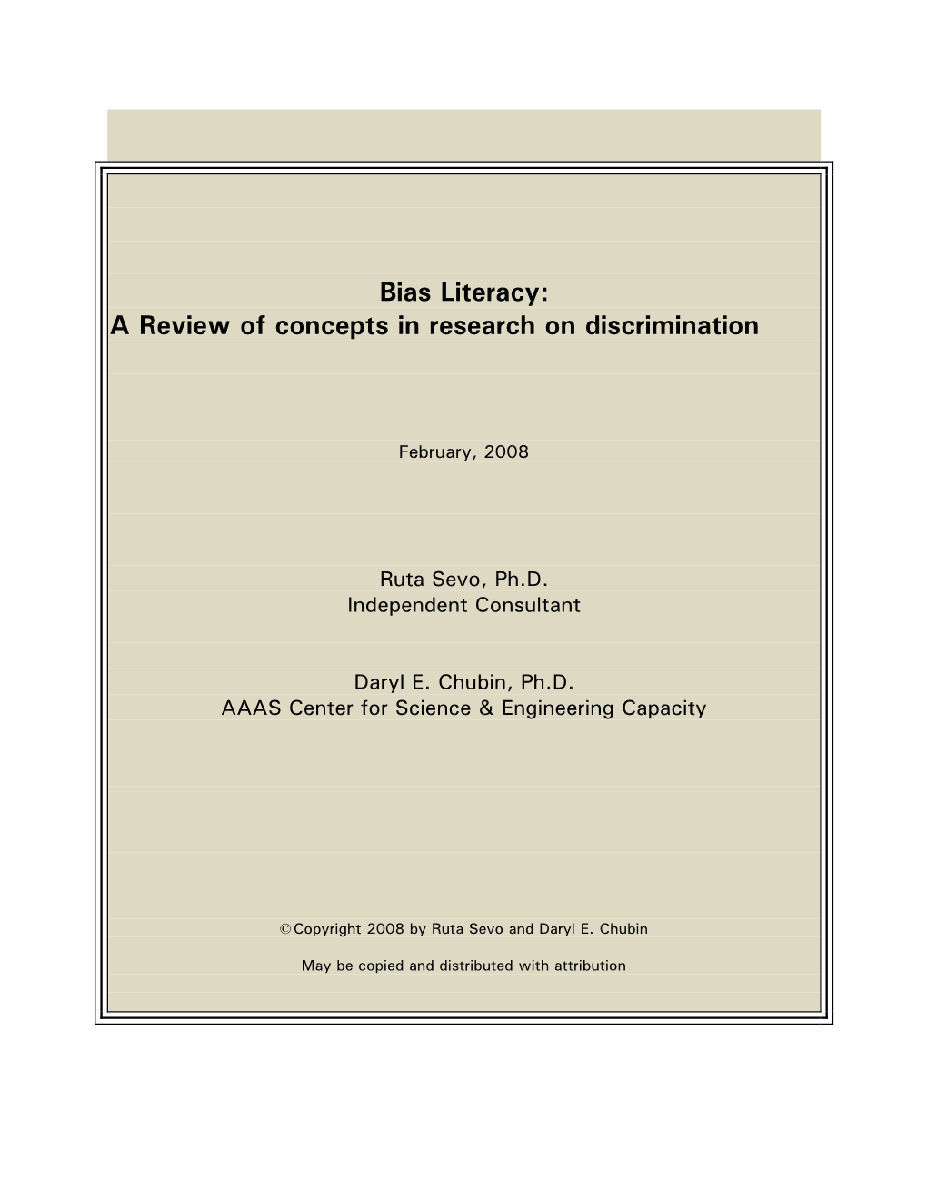 Bias Literacy: a Review of Concepts in Research on Discrimination