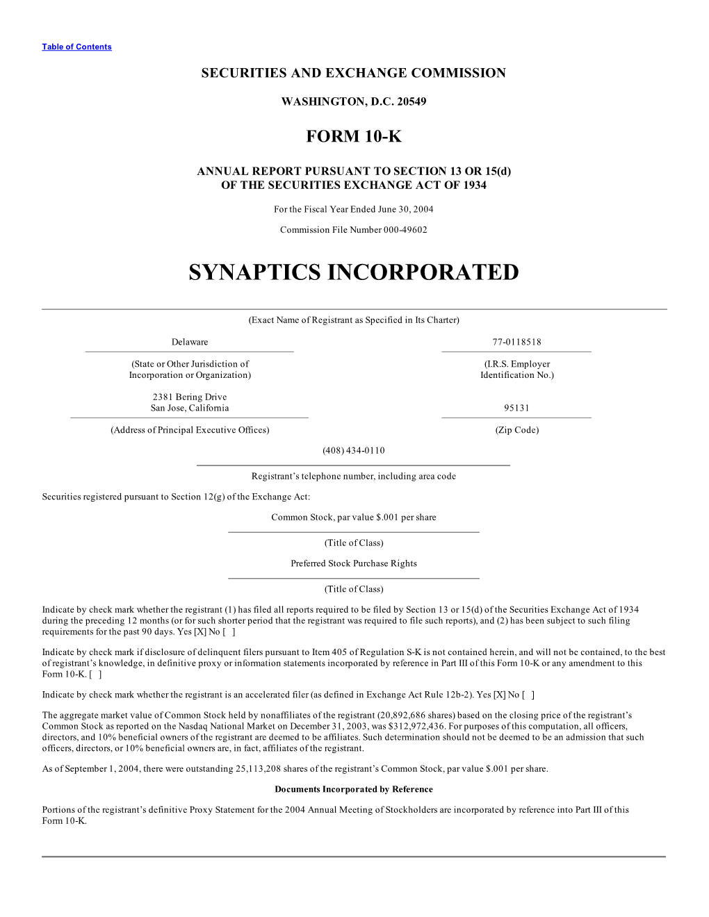 Synaptics Incorporated