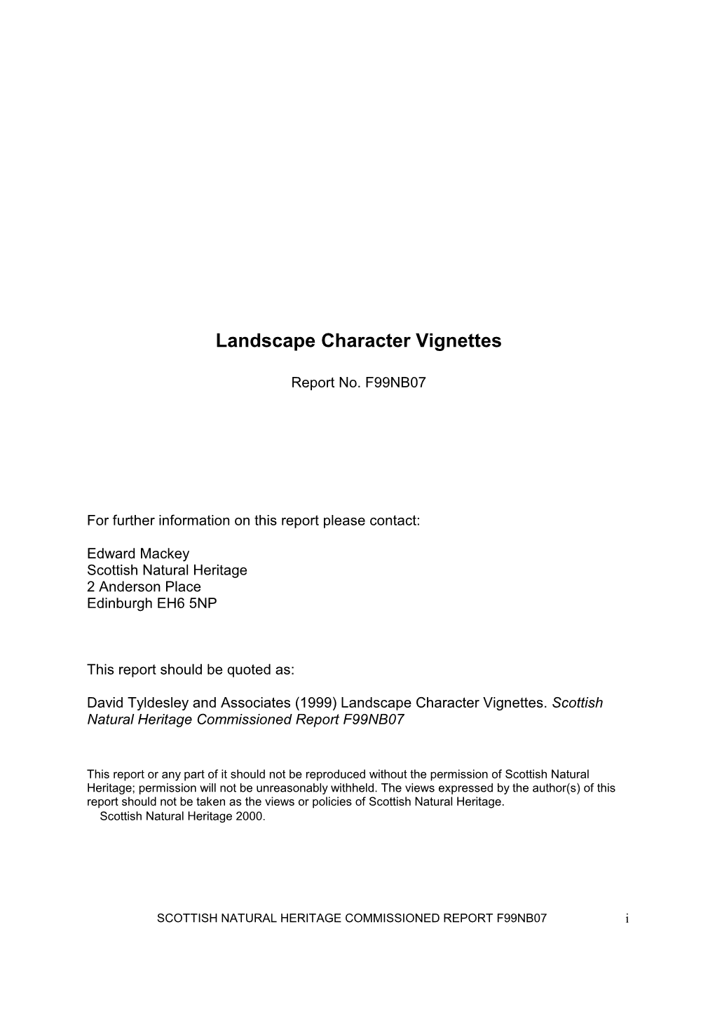 SNH Commissioned Report: Landscape Character Vignettes