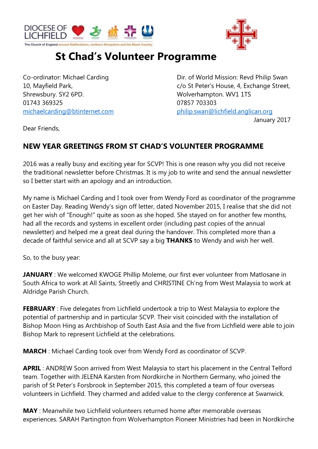 St Chad's Volunteer Programme