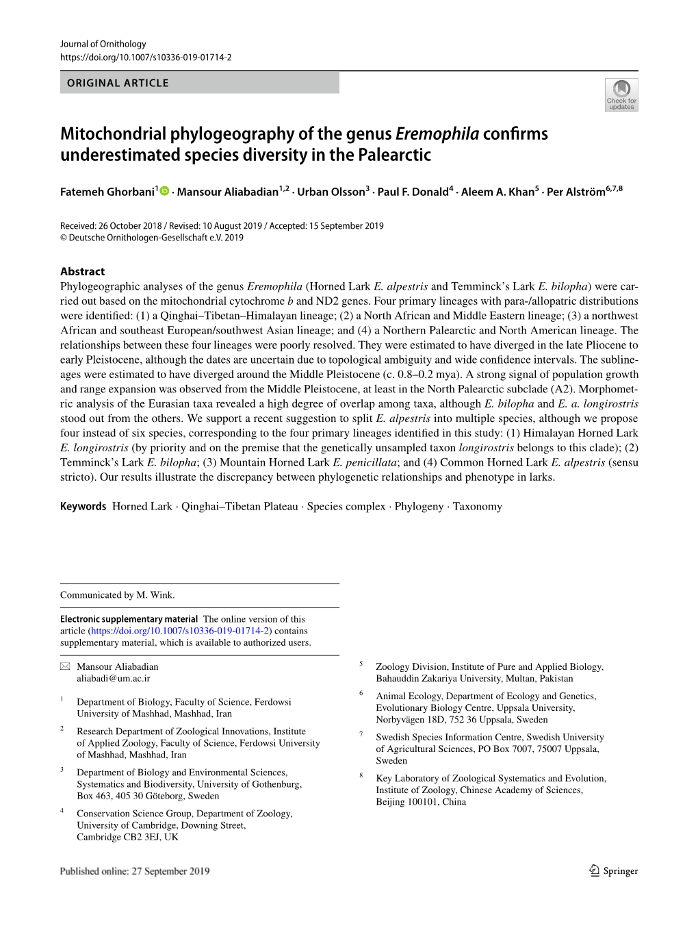 Mitochondrial Phylogeography of the Genus Eremophila Confirms