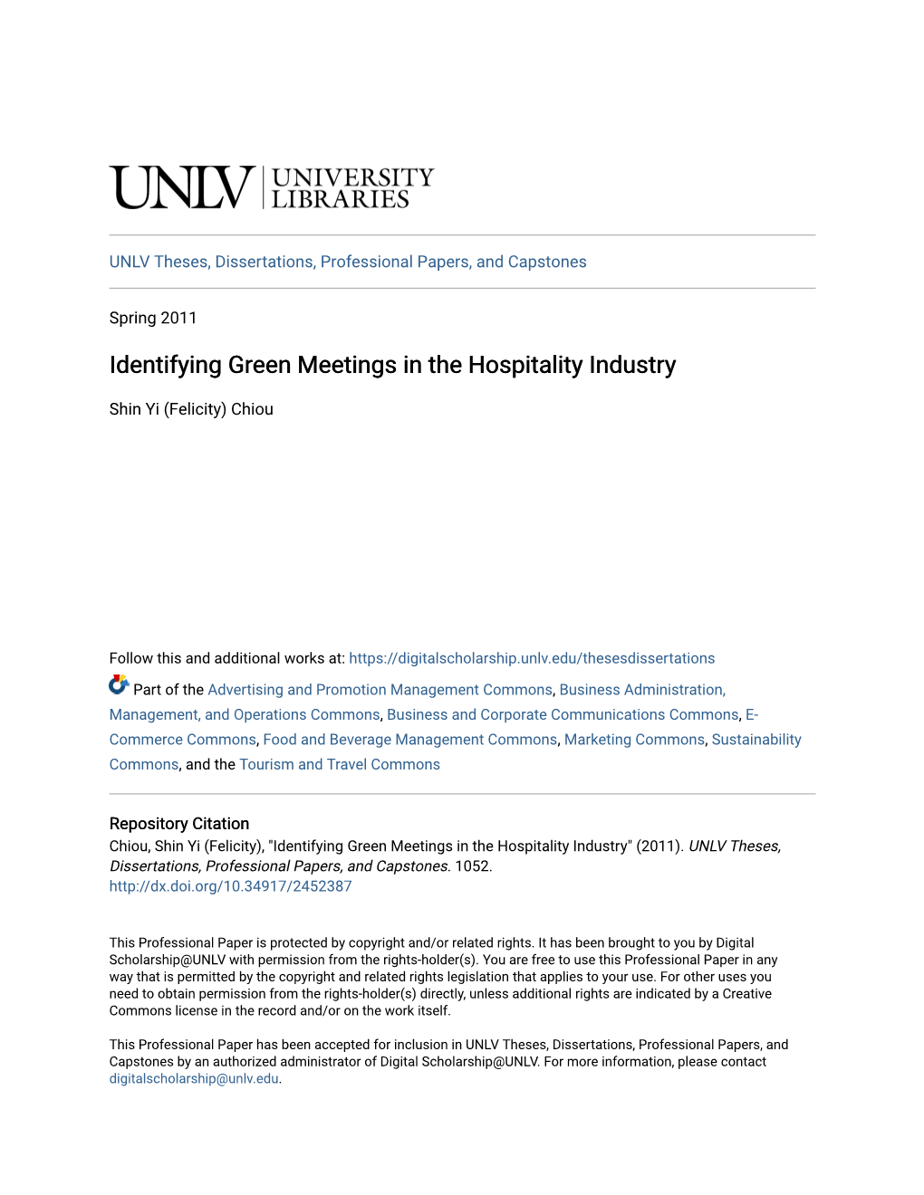 Identifying Green Meetings in the Hospitality Industry