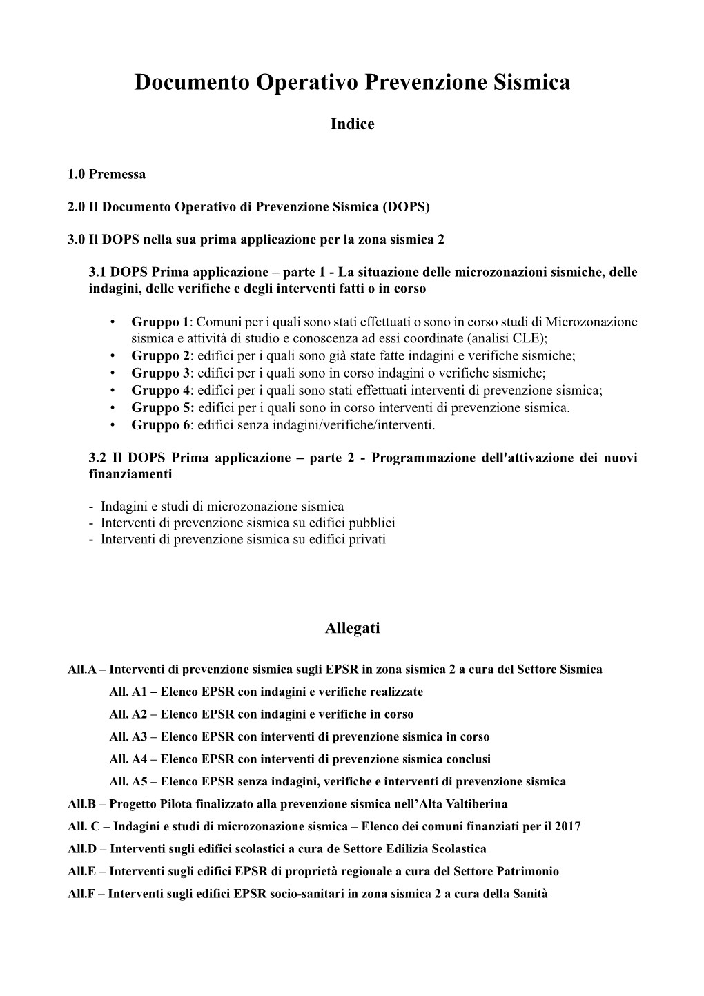 Documento Operativo Prevenzione Sismica