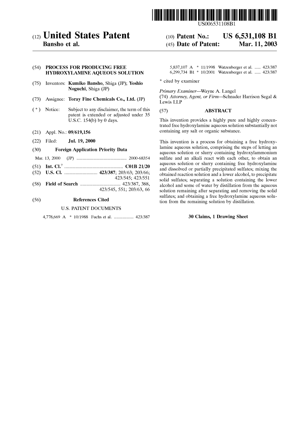 (12) United States Patent (10) Patent No.: US 6,531,108 B1 Bansho Et Al