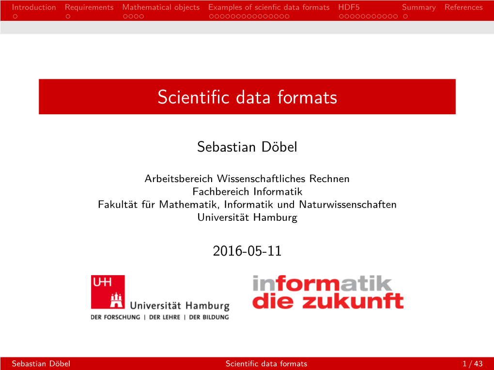 Scientific Data Formats