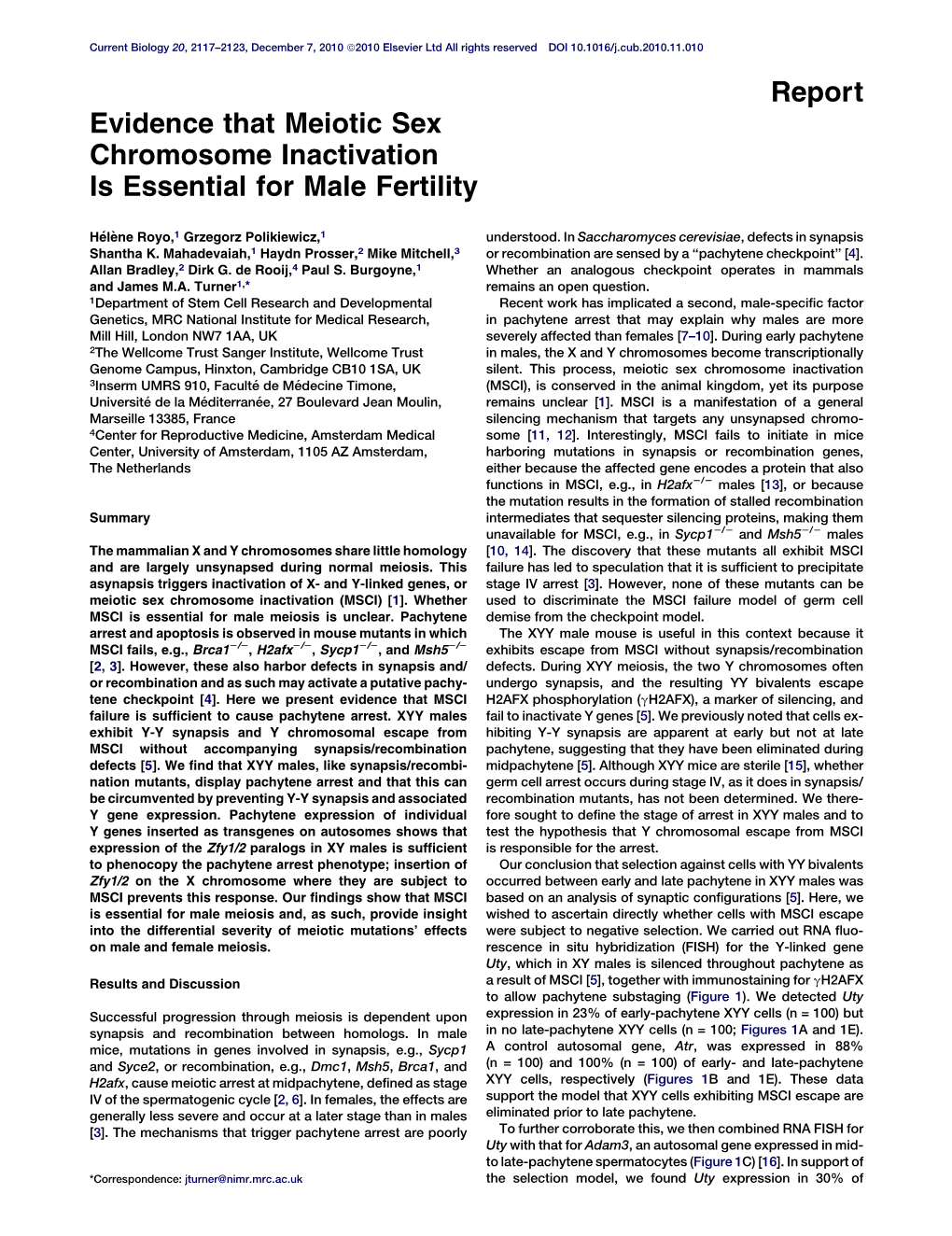 Evidence That Meiotic Sex Chromosome Inactivation Is Essential for Male Fertility