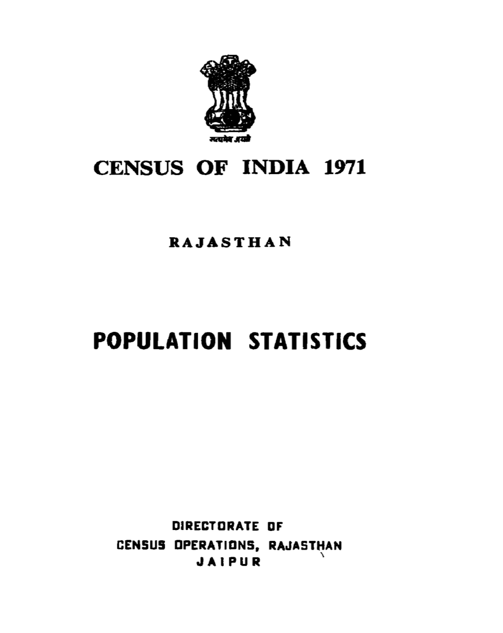 Population Statistics, Rajasthan