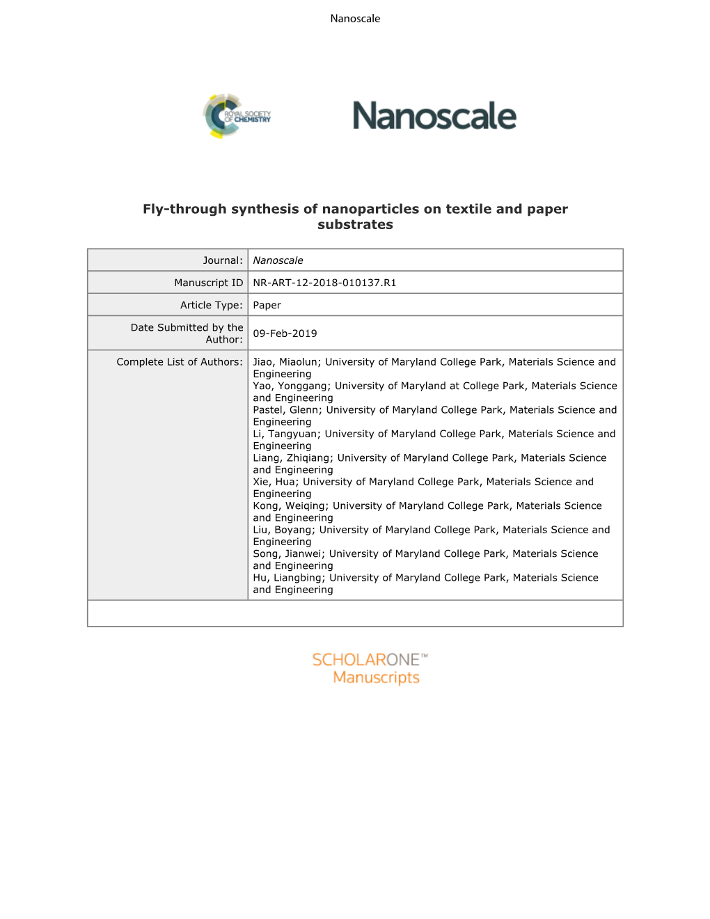 Fly-Through Synthesis of Nanoparticles on Textile and Paper Substrates