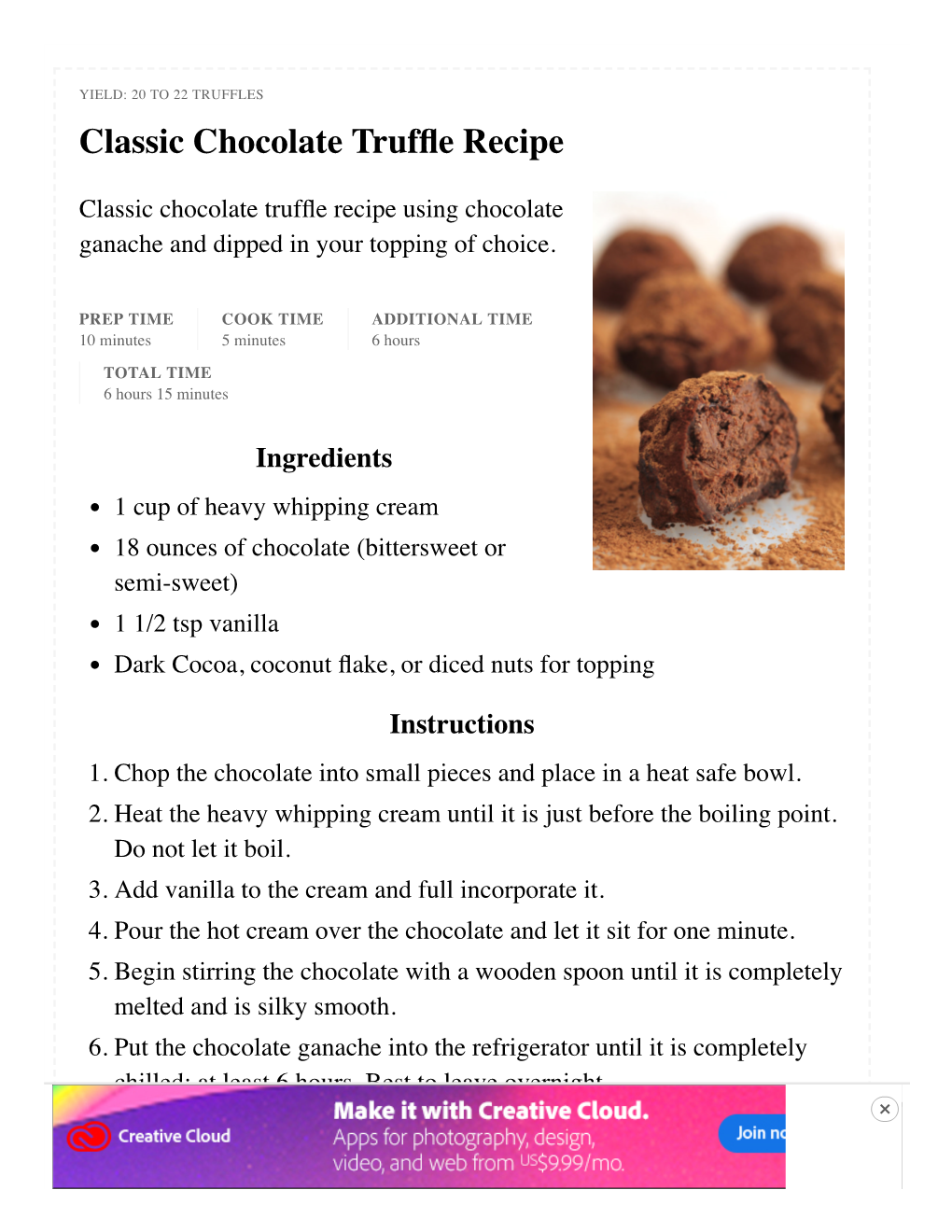 Classic Chocolate Truffle Recipe