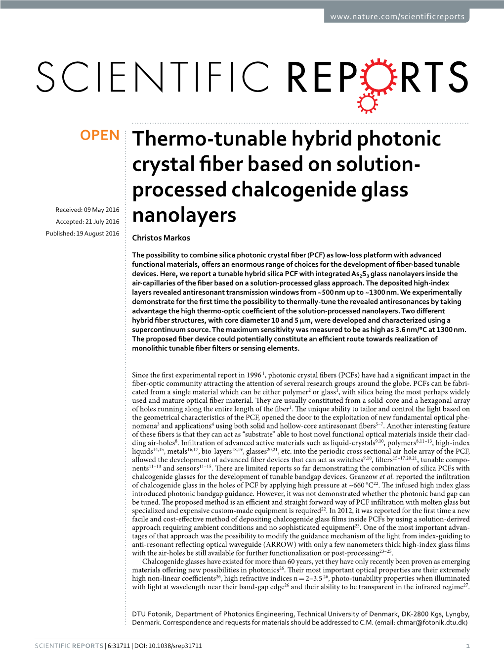 Thermo-Tunable Hybrid Photonic Crystal Fiber Based on Solution