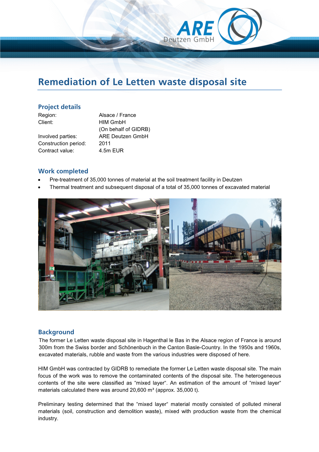 Remediation of Le Letten Waste Disposal Site