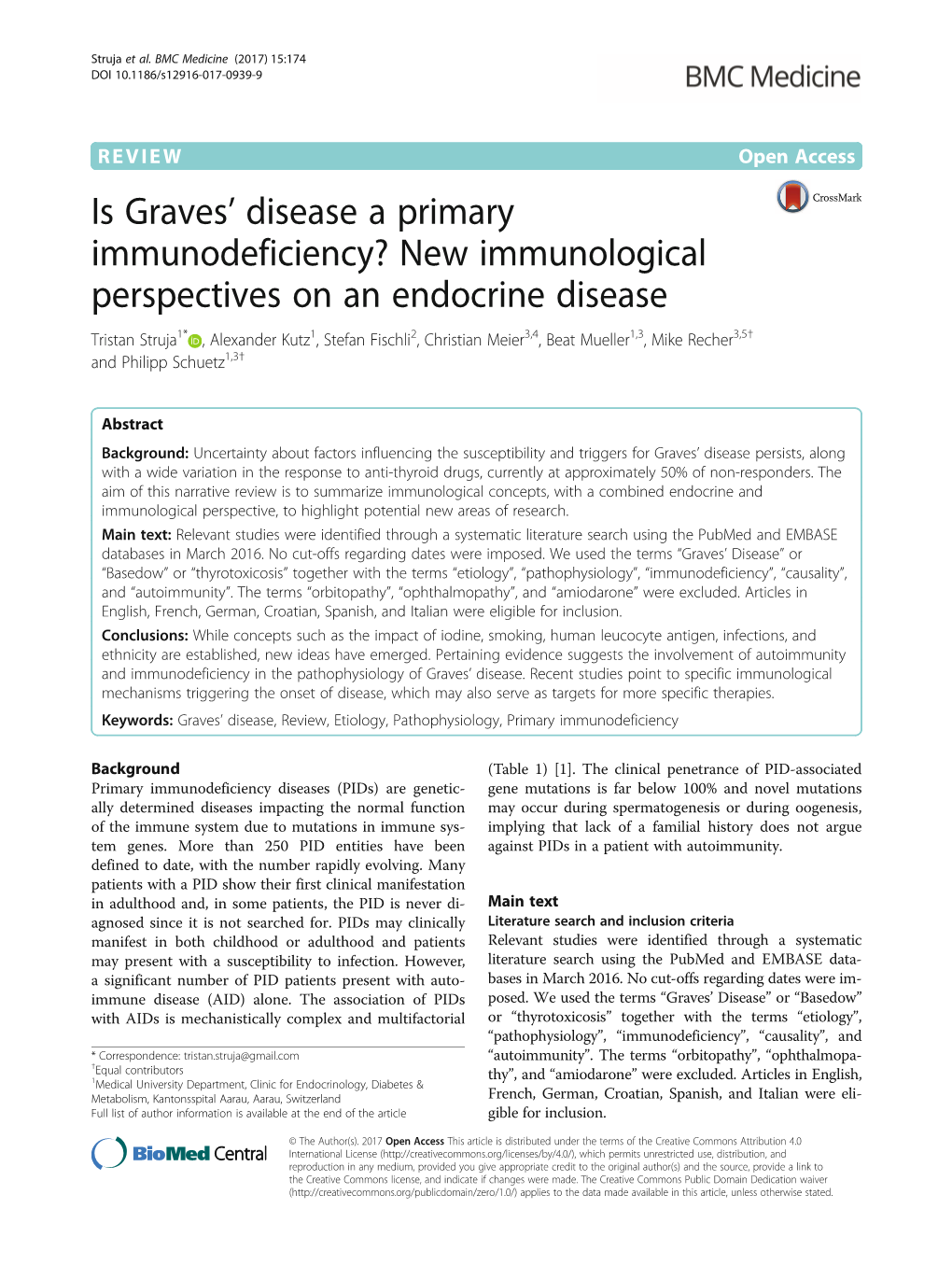 Is Graves' Disease a Primary Immunodeficiency?