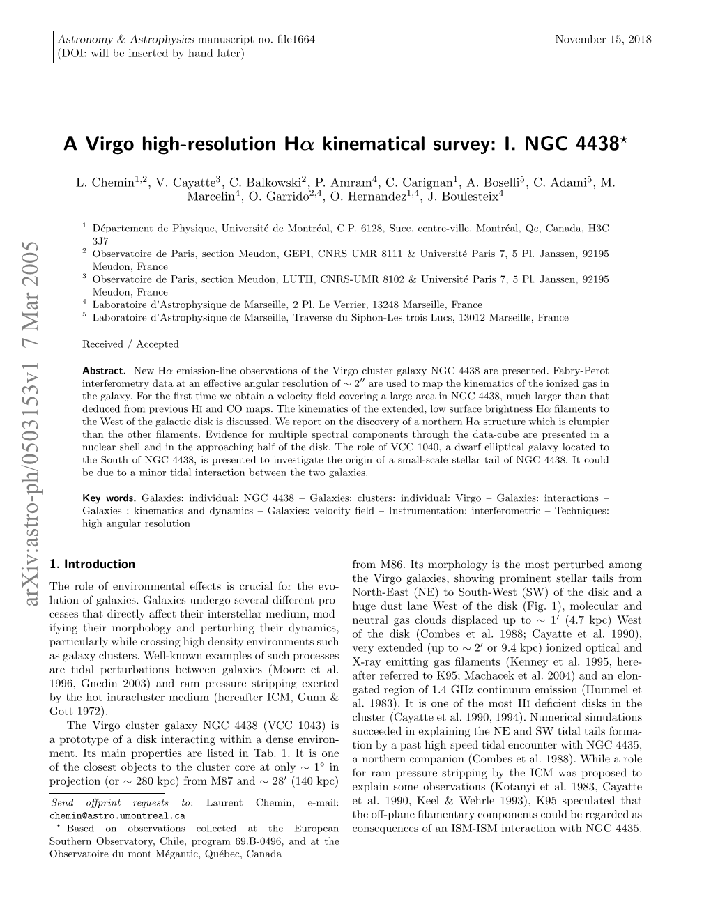 A Virgo High-Resolution Halpha Kinematical Survey: I. NGC 4438