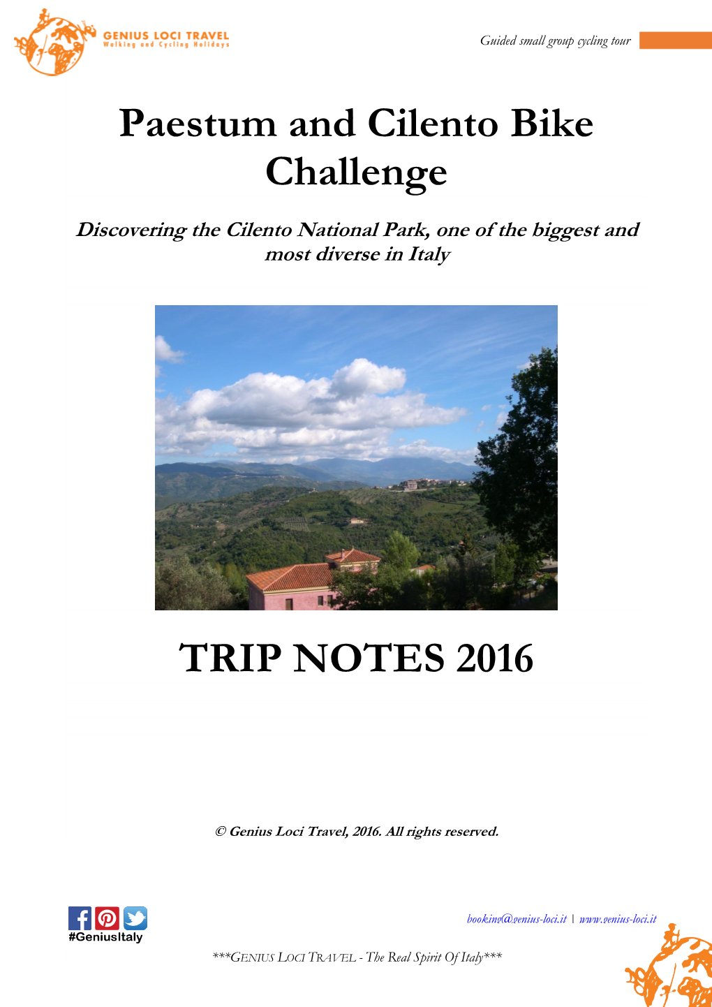 Paestum and Cilento Bike Challenge TRIP NOTES 2016