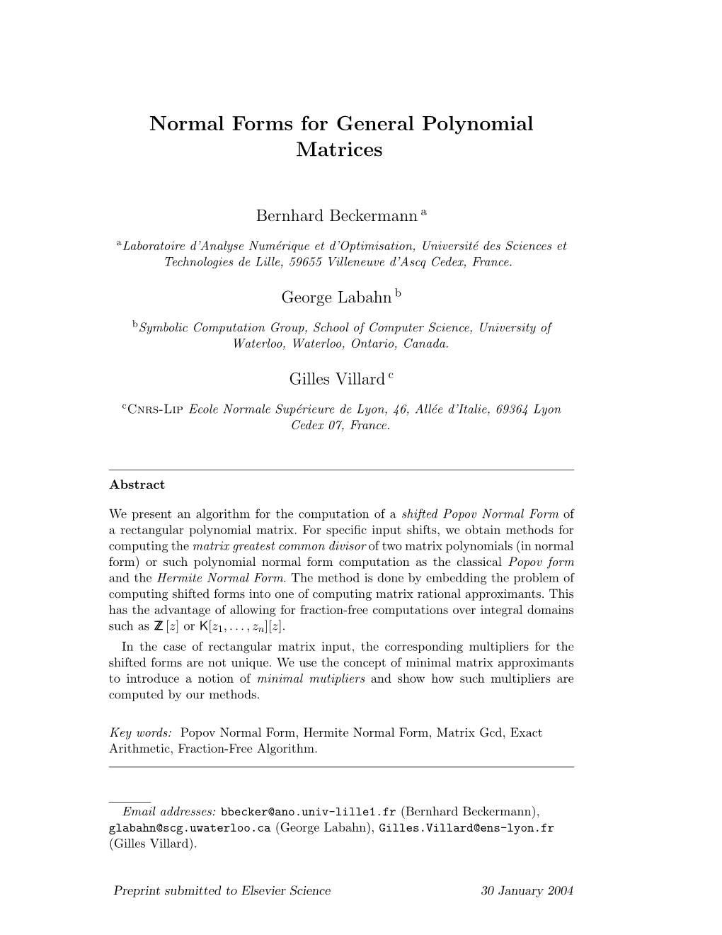 Normal Forms for General Polynomial Matrices