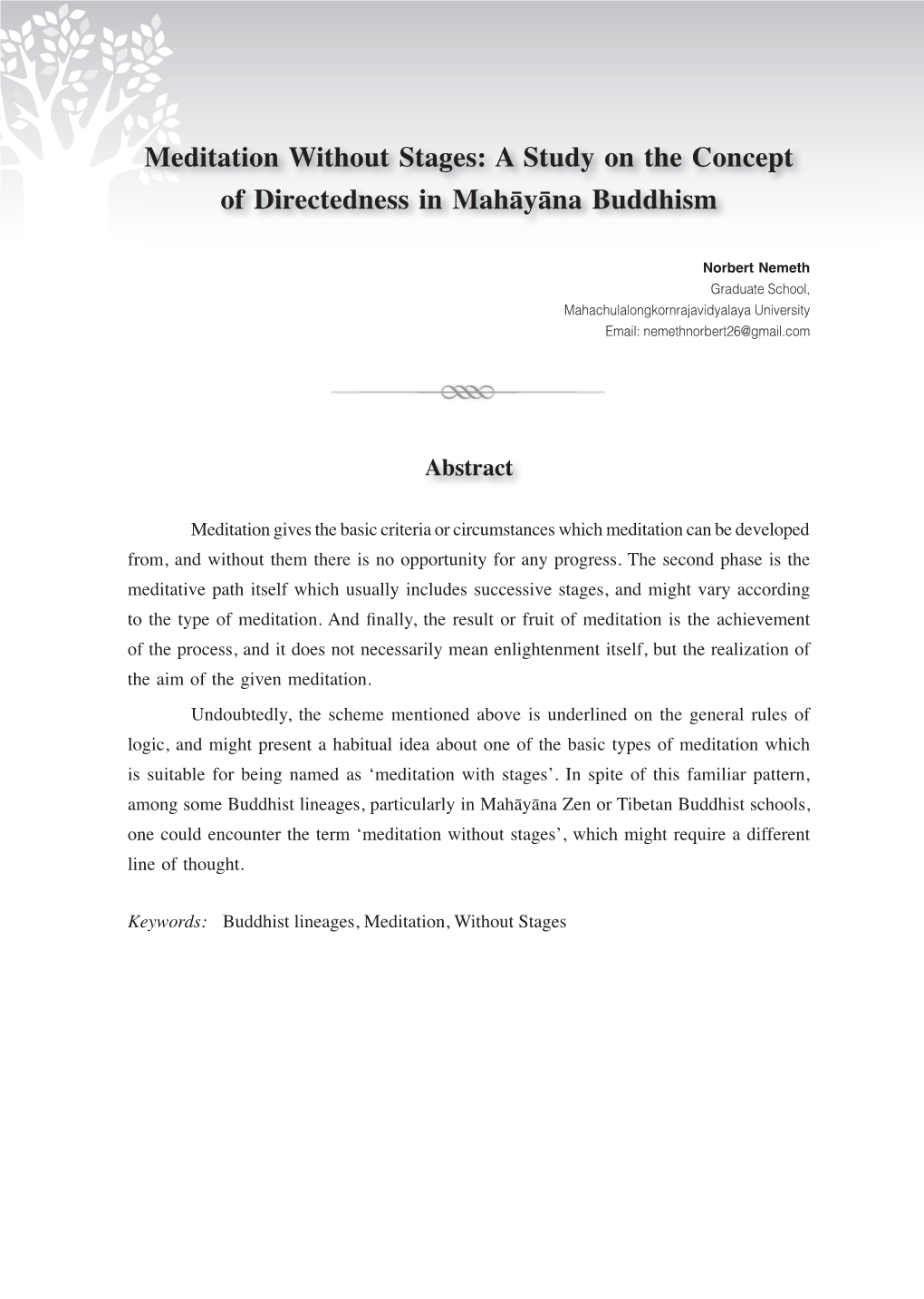 A Study on the Concept of Directedness in Mahāyāna Buddhism