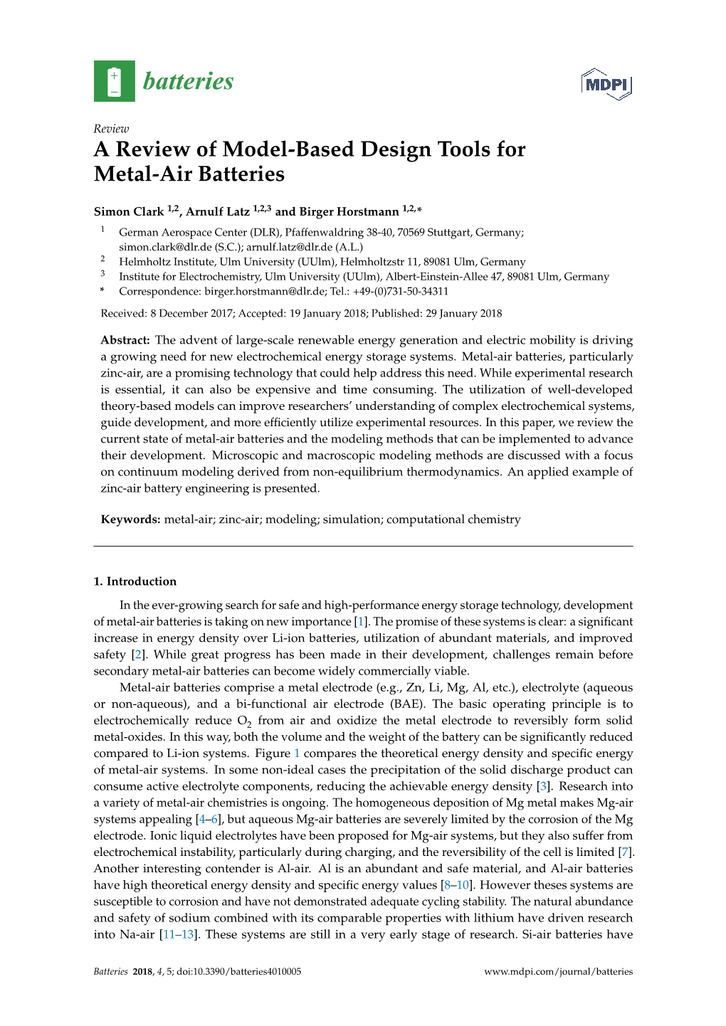 A Review of Model-Based Design Tools for Metal-Air Batteries