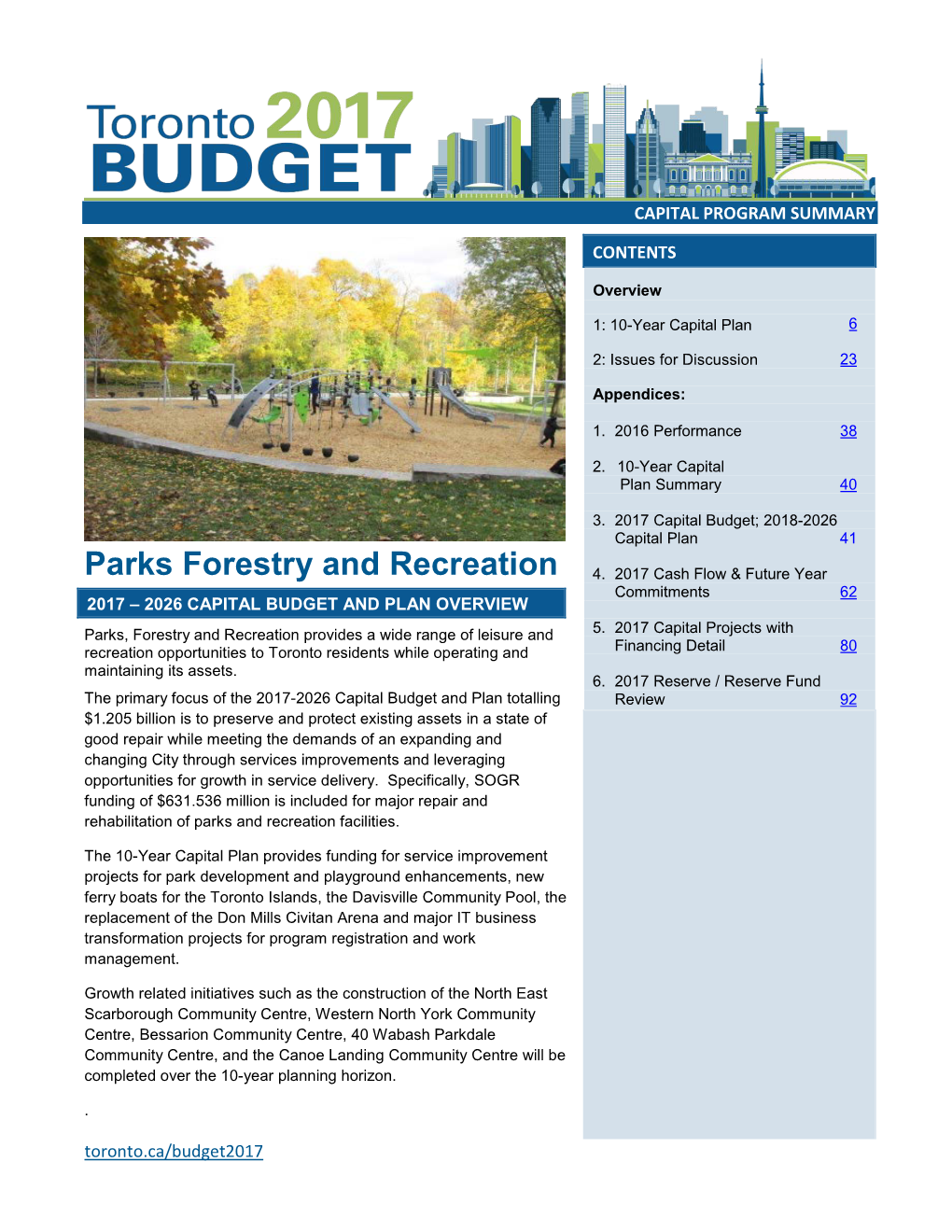 Capital Budget; 2018-2026 Capital Plan 41