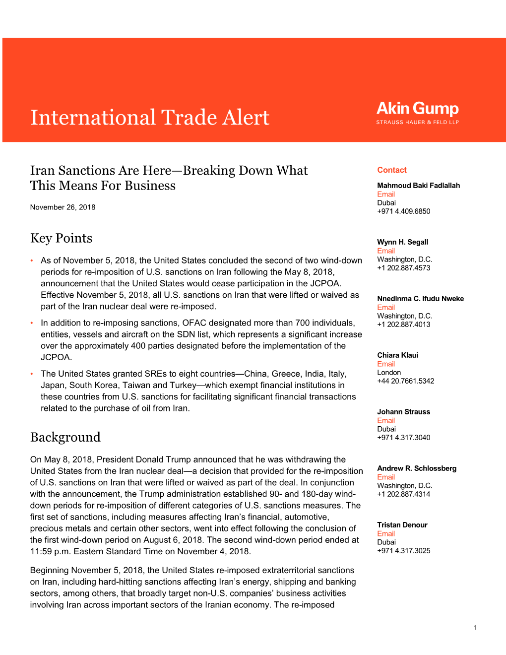 Iran Sanctions International Trade Alert