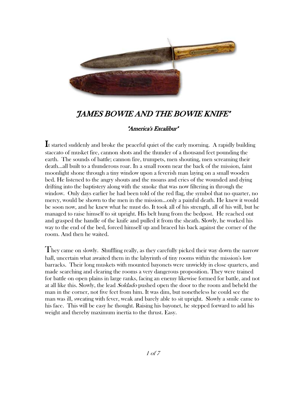 "James Bowie and the Bowie Knife"
