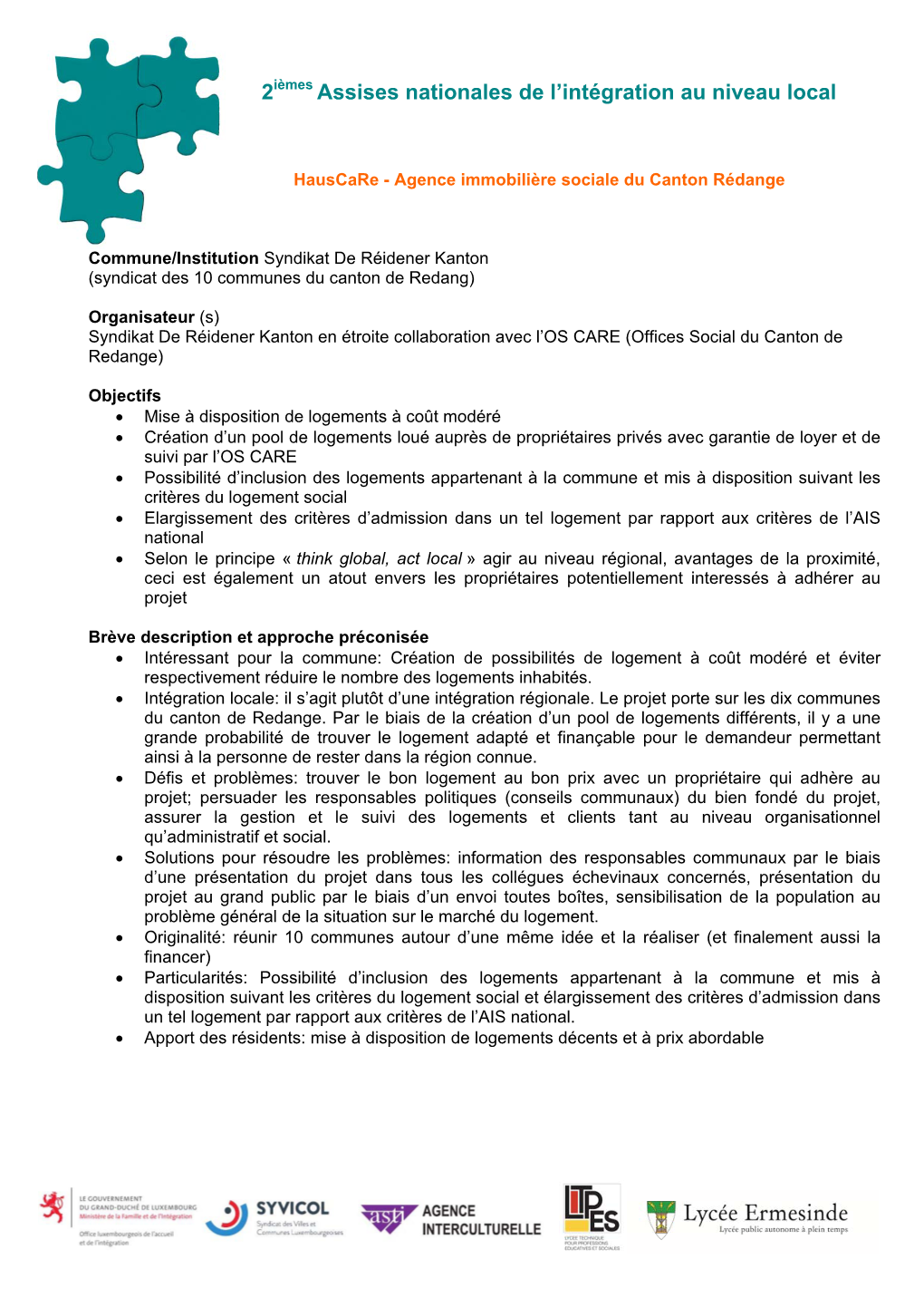 Agence Immobilière Sociale Régionale Du Canton Rédange