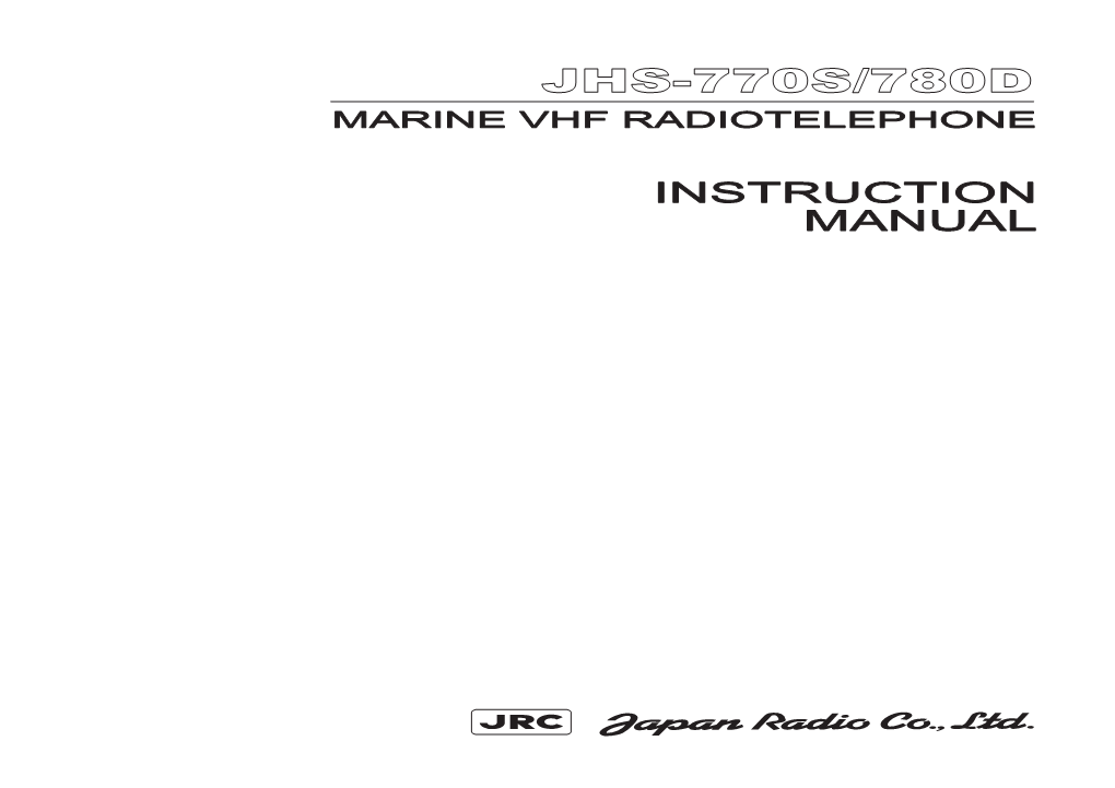 Jhs-770S/780Djhs-770S/780D Marinemarine Vhfvhf Rradiotelephoneadiotelephone
