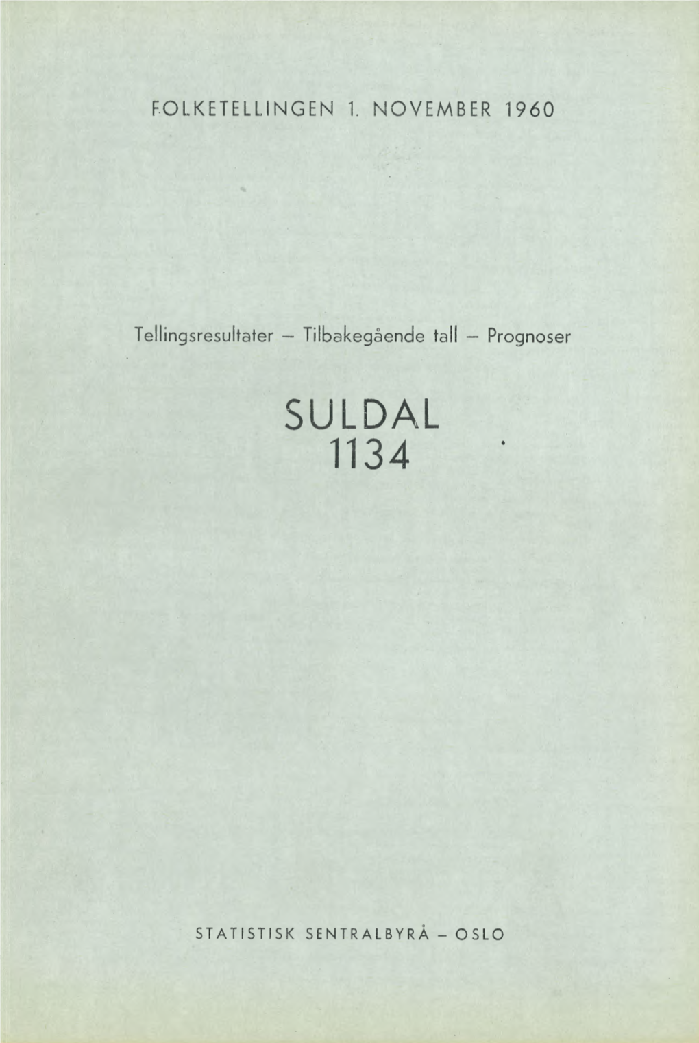 Folketellingen 1. November 1960. 1134 Suldal