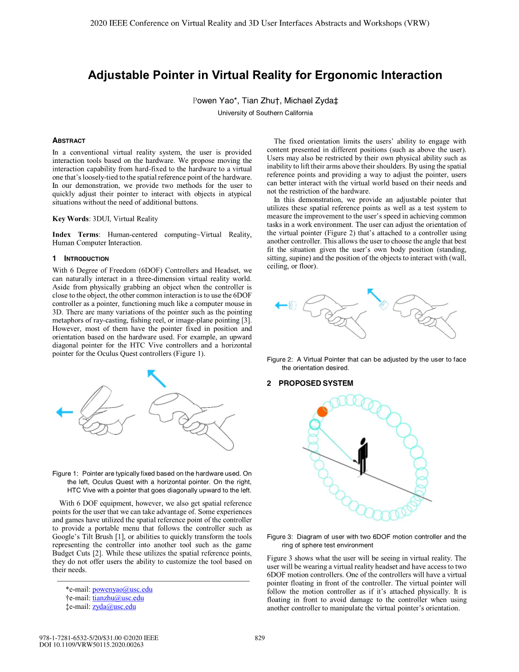 Adjustable Pointer in Virtual Reality for Ergonomic Interaction