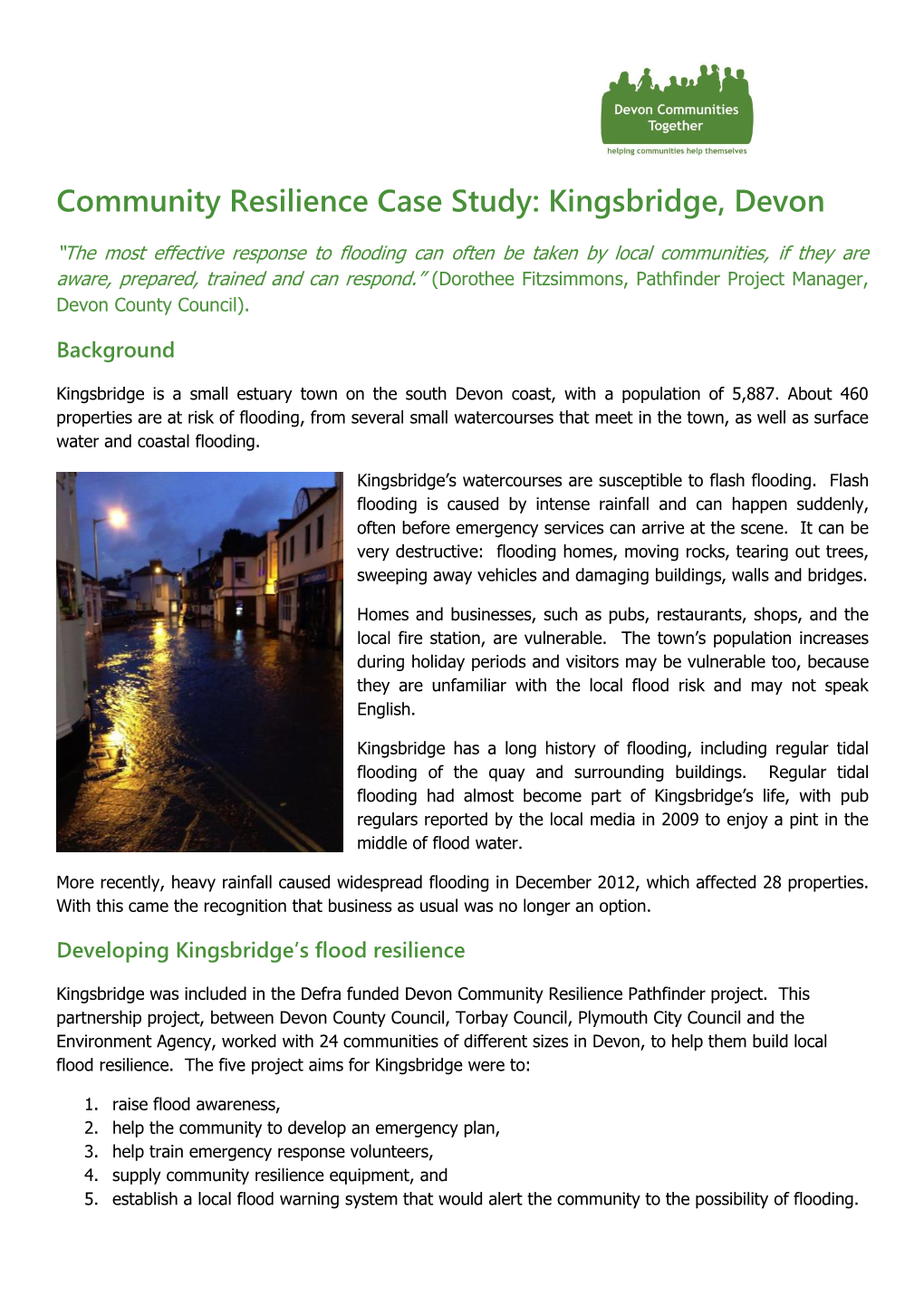 Community Resilience Case Study: Kingsbridge, Devon