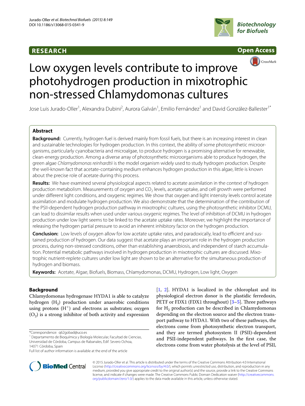 Low Oxygen Levels Contribute to Improve Photohydrogen Production