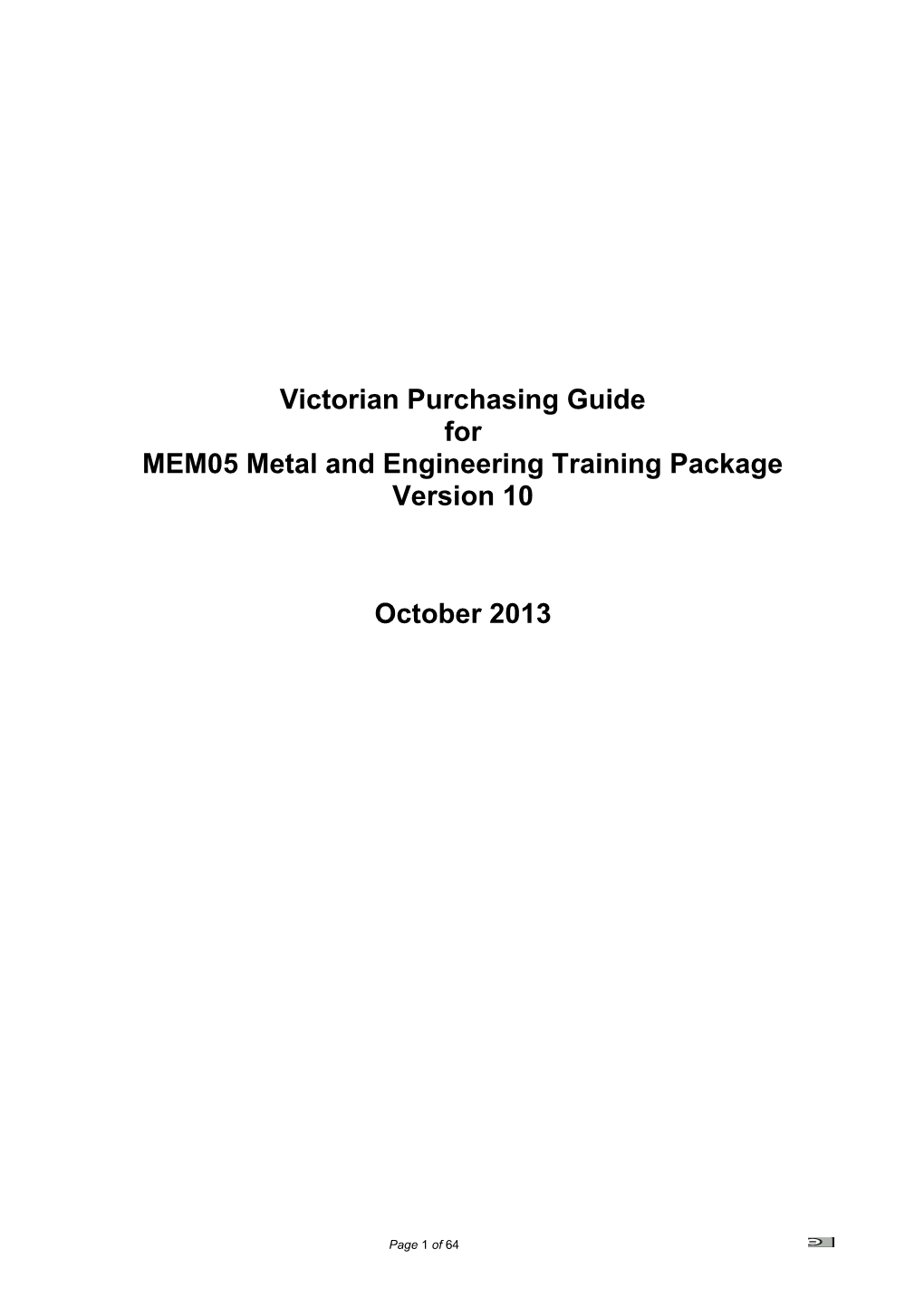 Victorian Purchasing Guide for MEM05 Metal and Engineering Version 10