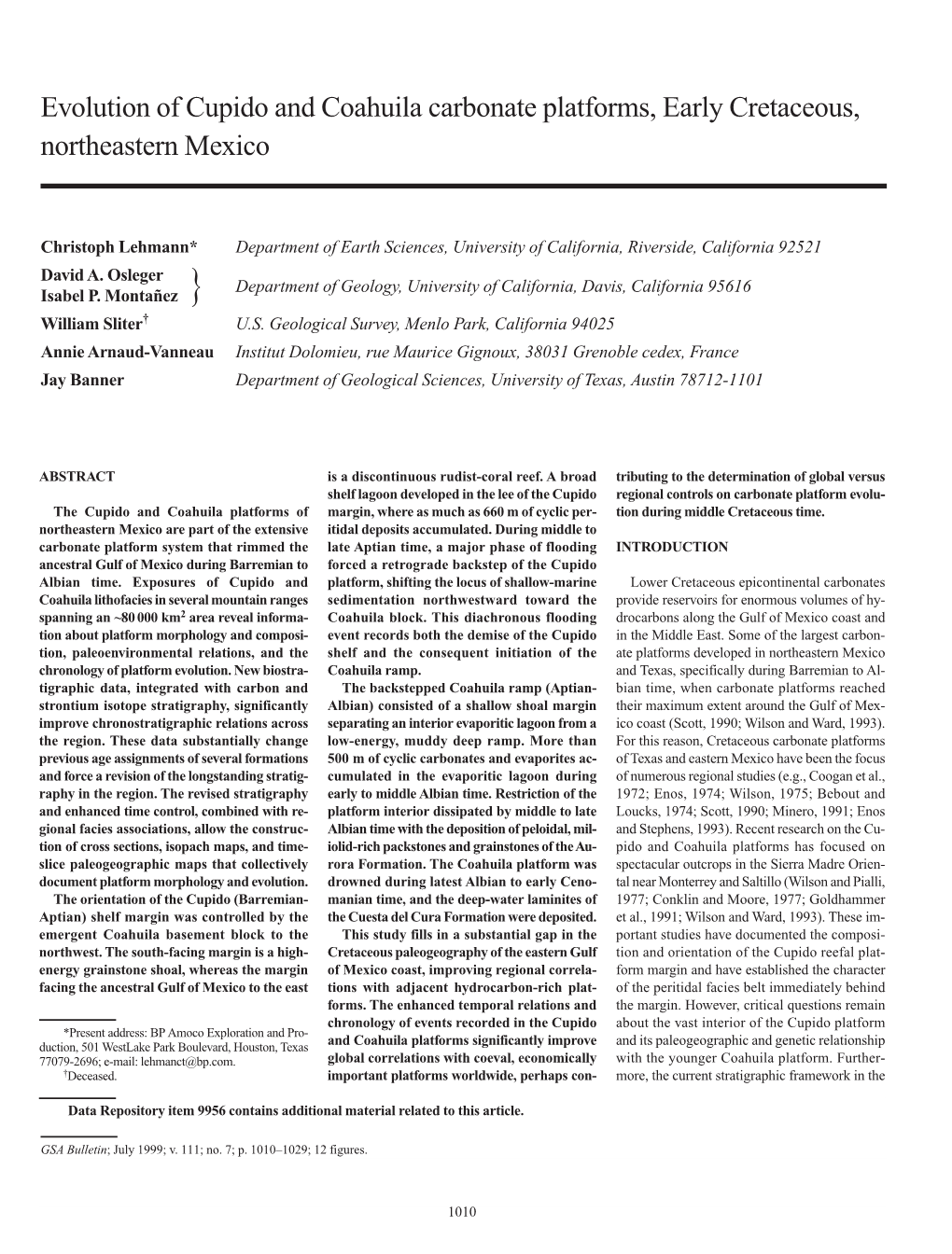 Evolution of Cupido and Coahuila Carbonate Platforms, Early Cretaceous, Northeastern Mexico