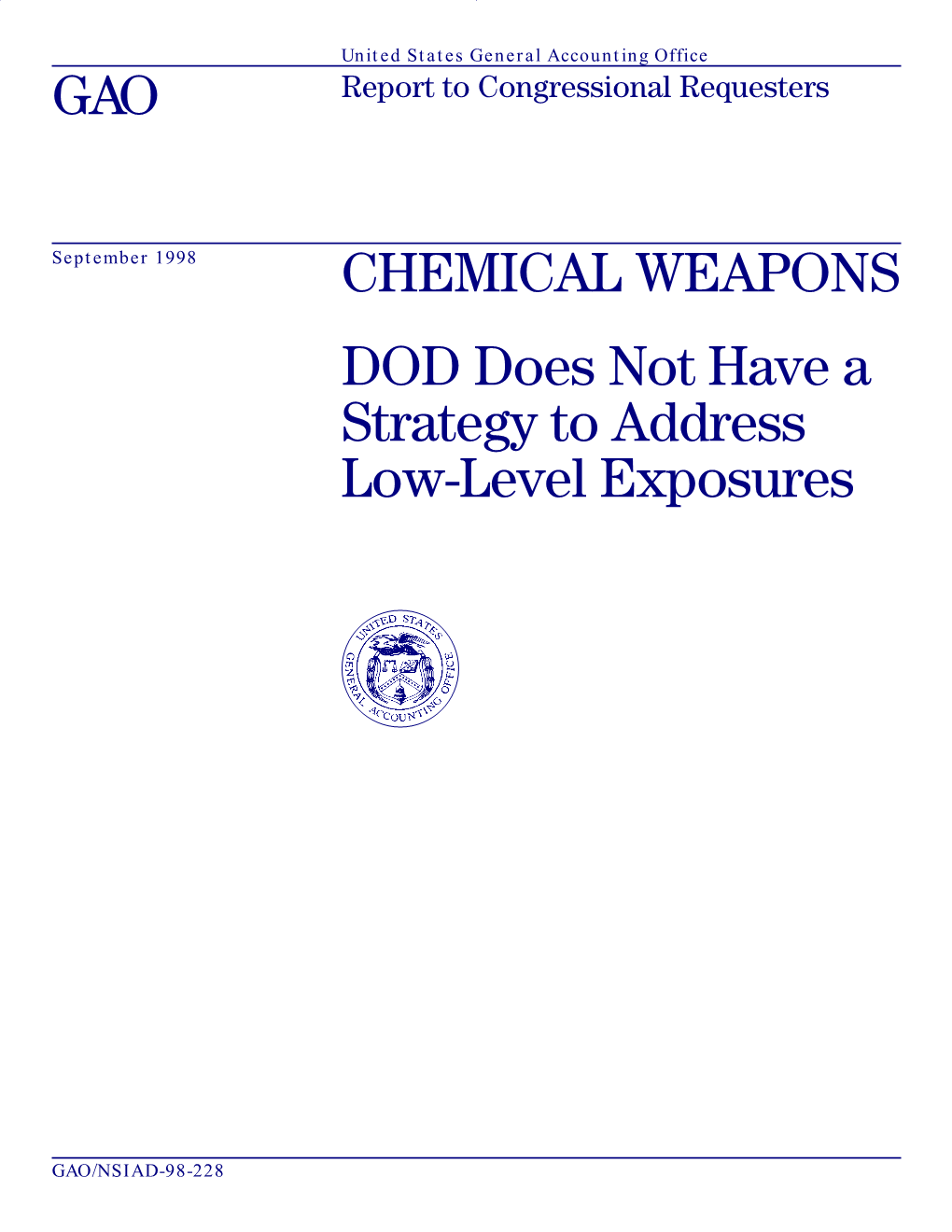 NSIAD-98-228 Chemical Weapons