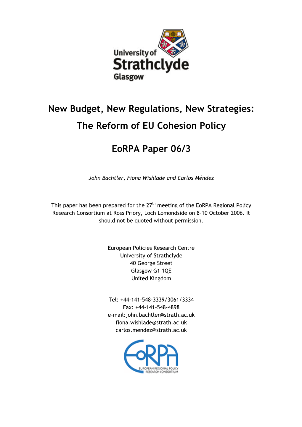 The Reform of EU Cohesion Policy Eorpa