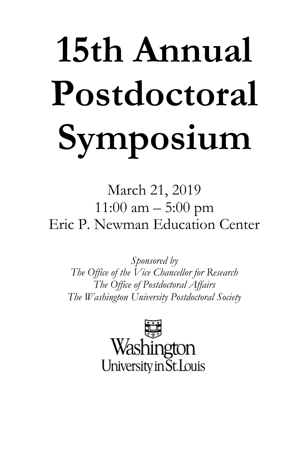 15Th Annual Postdoctoral Symposium