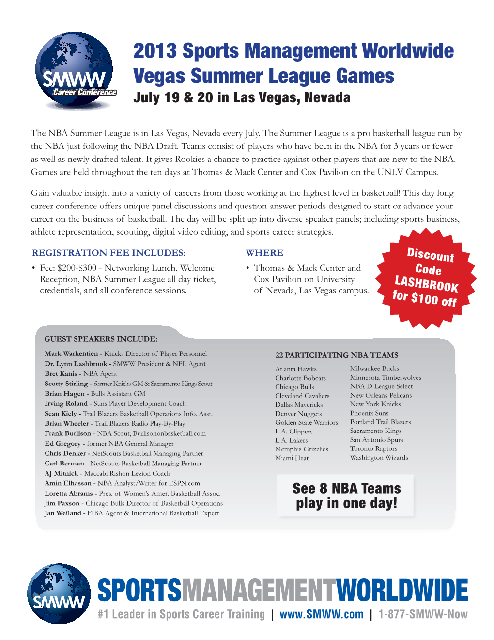 2013 Sports Management Worldwide Vegas Summer League Games July 19 & 20 in Las Vegas, Nevada