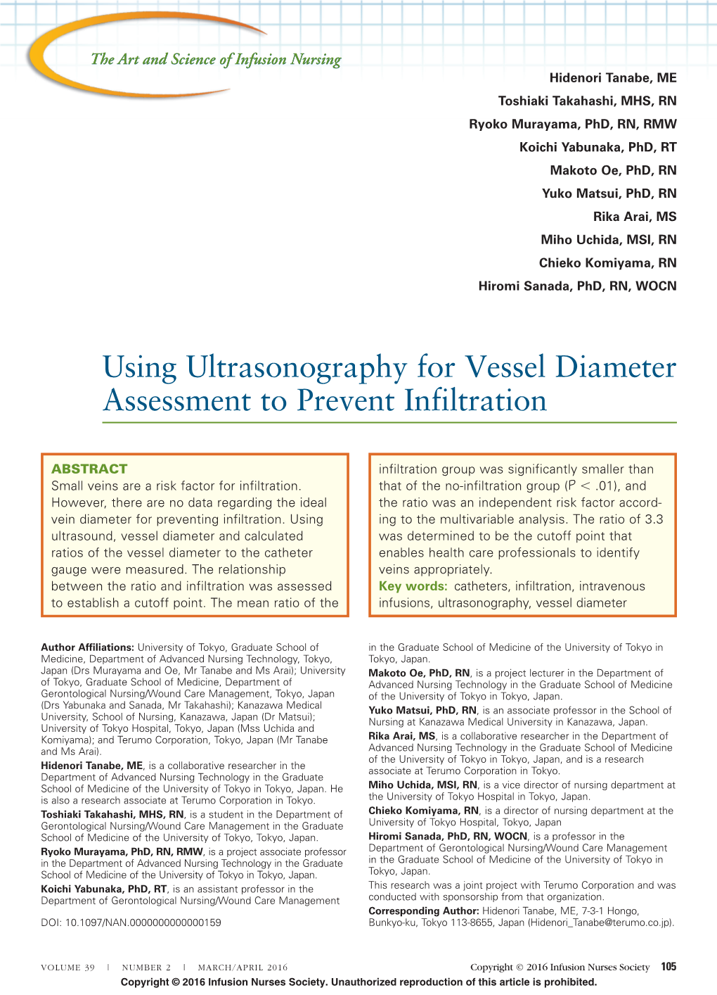 Using Ultrasonography for Vessel Diameter Assessment to Prevent Infiltration