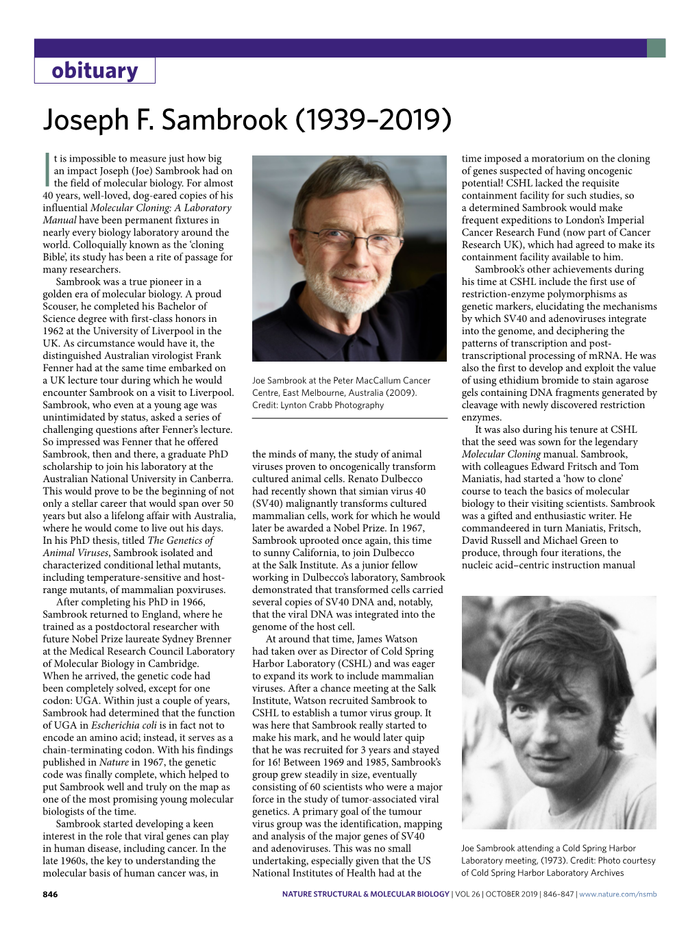 Joseph F. Sambrook (1939–2019)