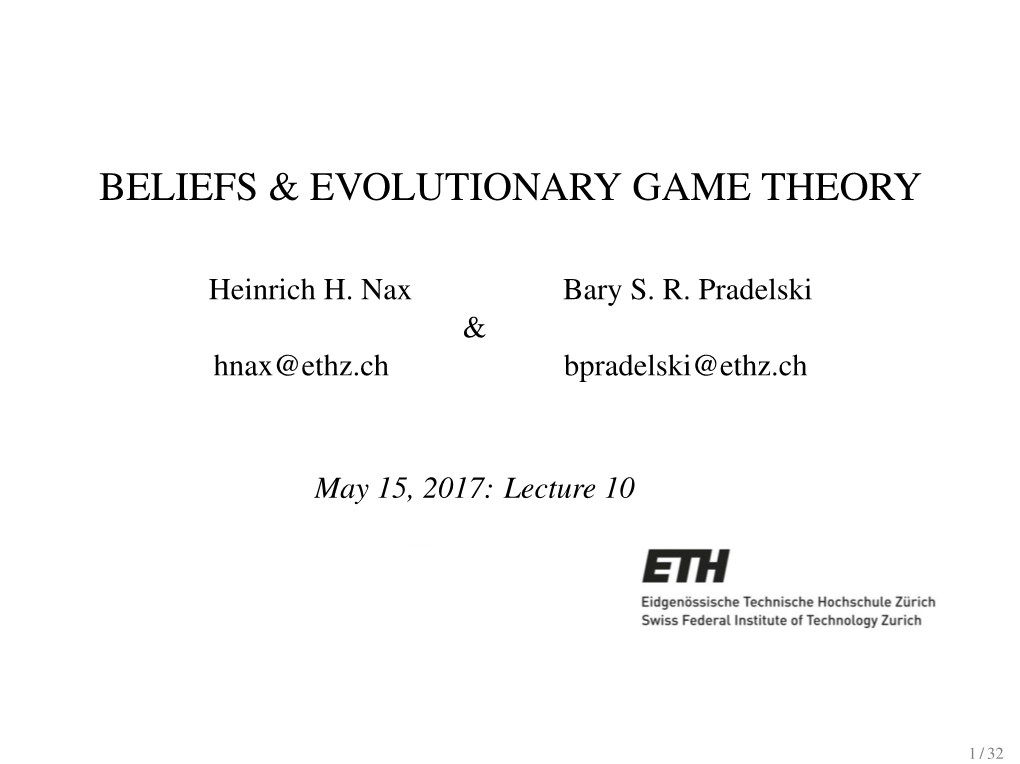 Beliefs & Evolutionary Game Theory