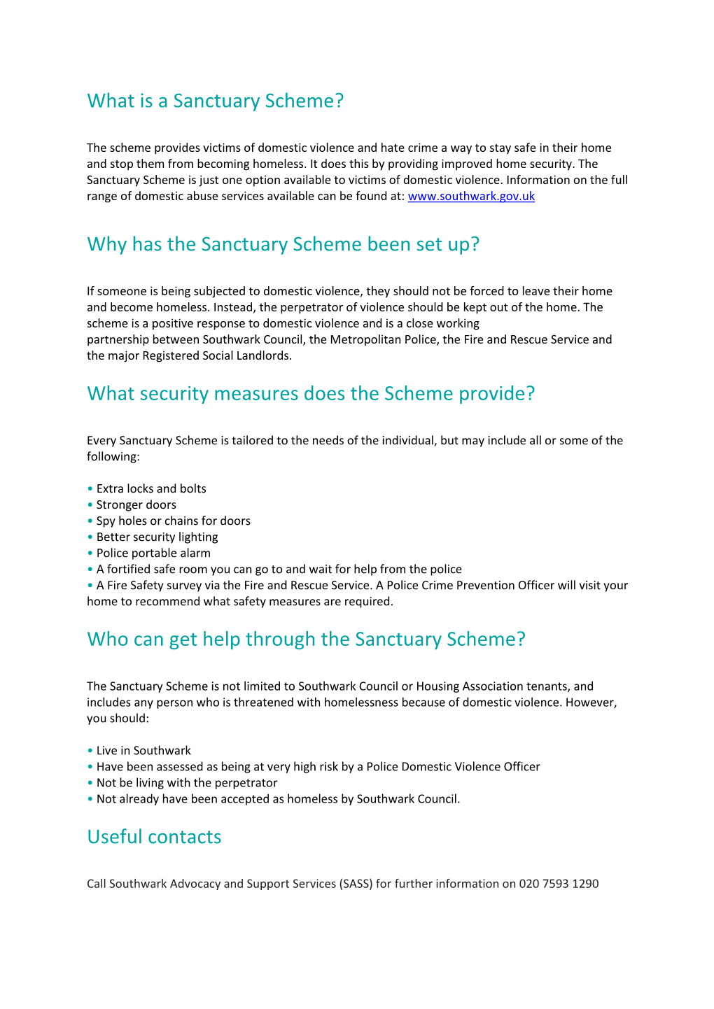 Why Has the Sanctuary Scheme Been Set Up?