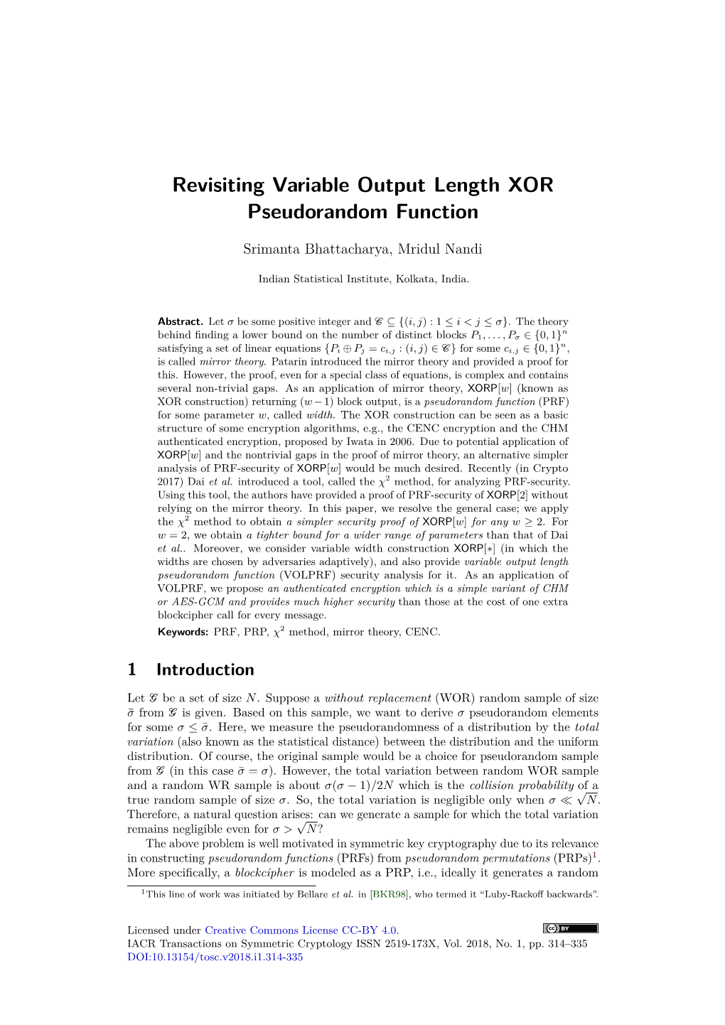 Revisiting Variable Output Length XOR Pseudorandom Function