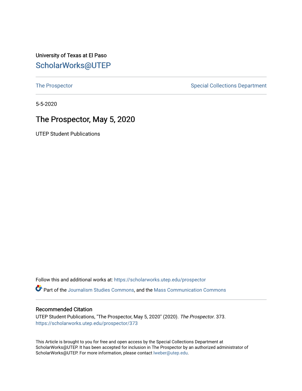 The Prospector, May 5, 2020