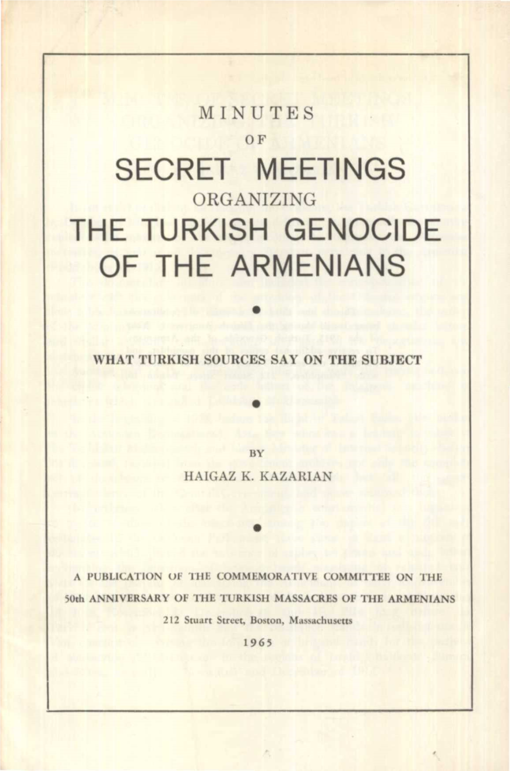 Secret Meetings the Turkish Genocide of the Armenians