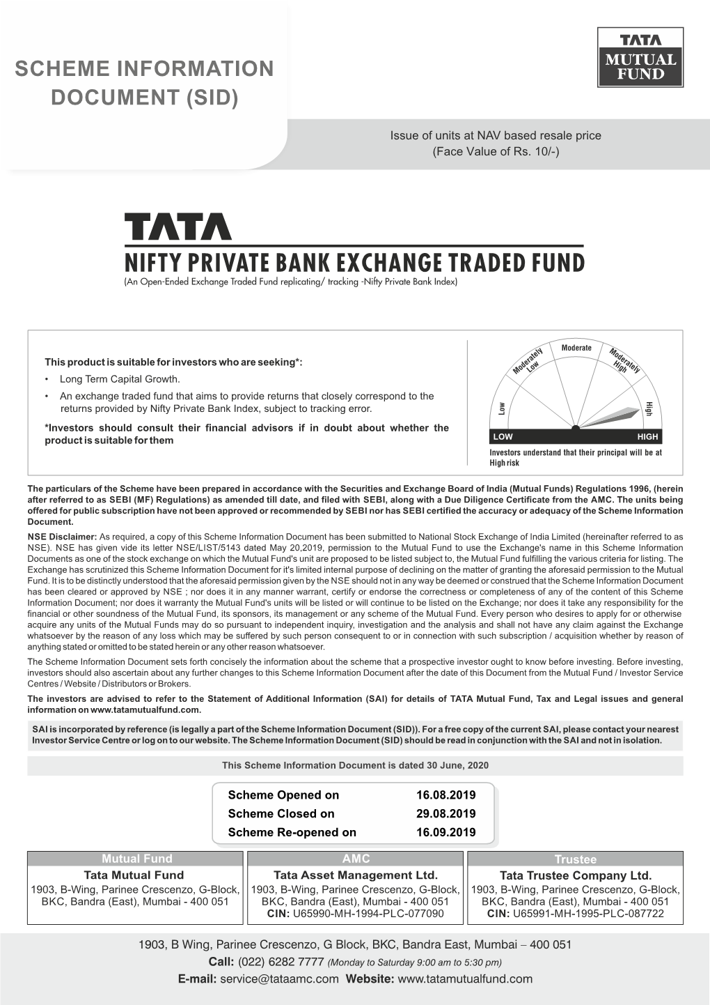 NIFTY PRIVATE BANK EXCHANGE TRADED FUND (An Open-Ended Exchange Traded Fund Replicating/ Tracking -Nifty Private Bank Index)