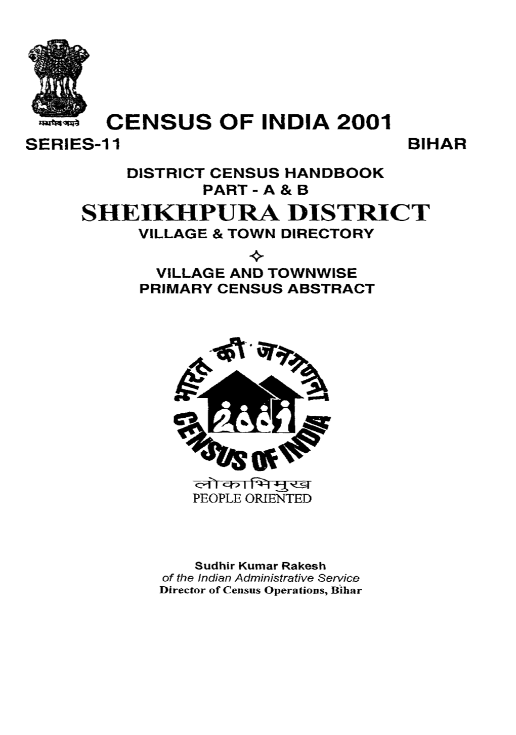 District Census Handbook Part - a & B Sheikhpura District Village & Town Directory